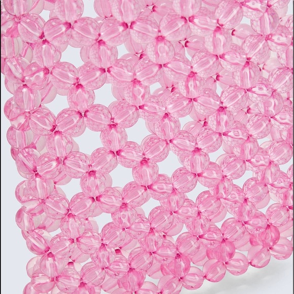 Pink clear beaded woven pink clear crossbody bag - Picture 15 of 16